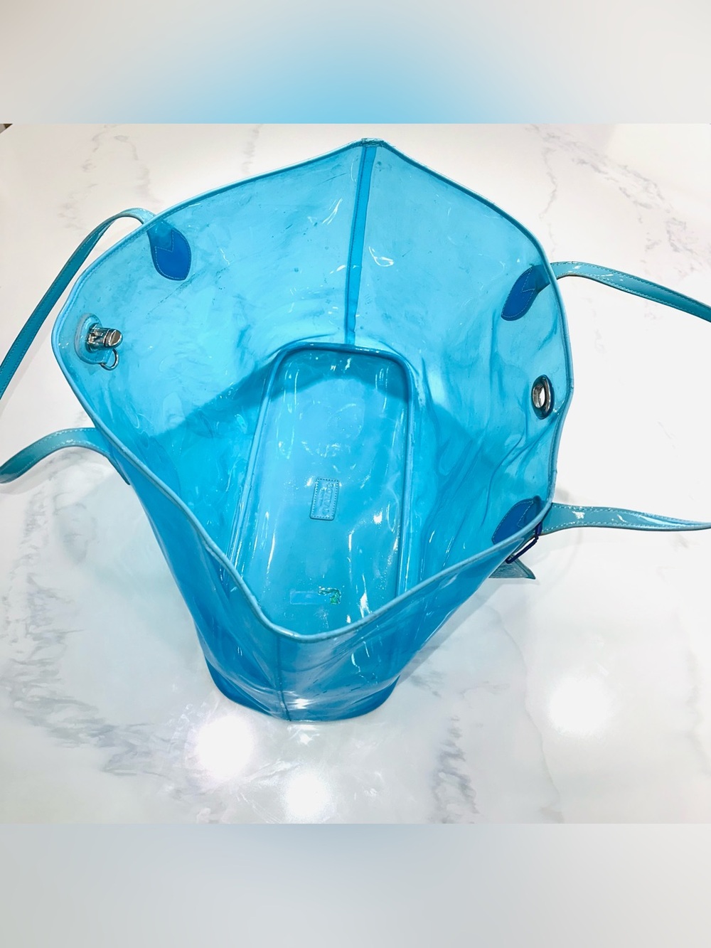 SORIAL CLEAR BLUE SPLASH TOTE SHOULDER BAG: YOUR SUMMER BEACH & POOL COMPANION - Picture 3 of 10